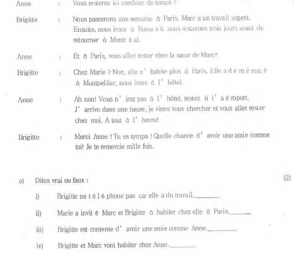 CBSE Class 9 French Sample Paper Set H